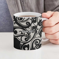 All Black Maori Tribal Tattoo Personalised Ceramic Mug Stone Gray Polynesian Style - Polynesian Pride