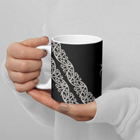 All Black Maori Tribal Tattoo Personalised Ceramic Mug Stone Gray Polynesian Style - Polynesian Pride