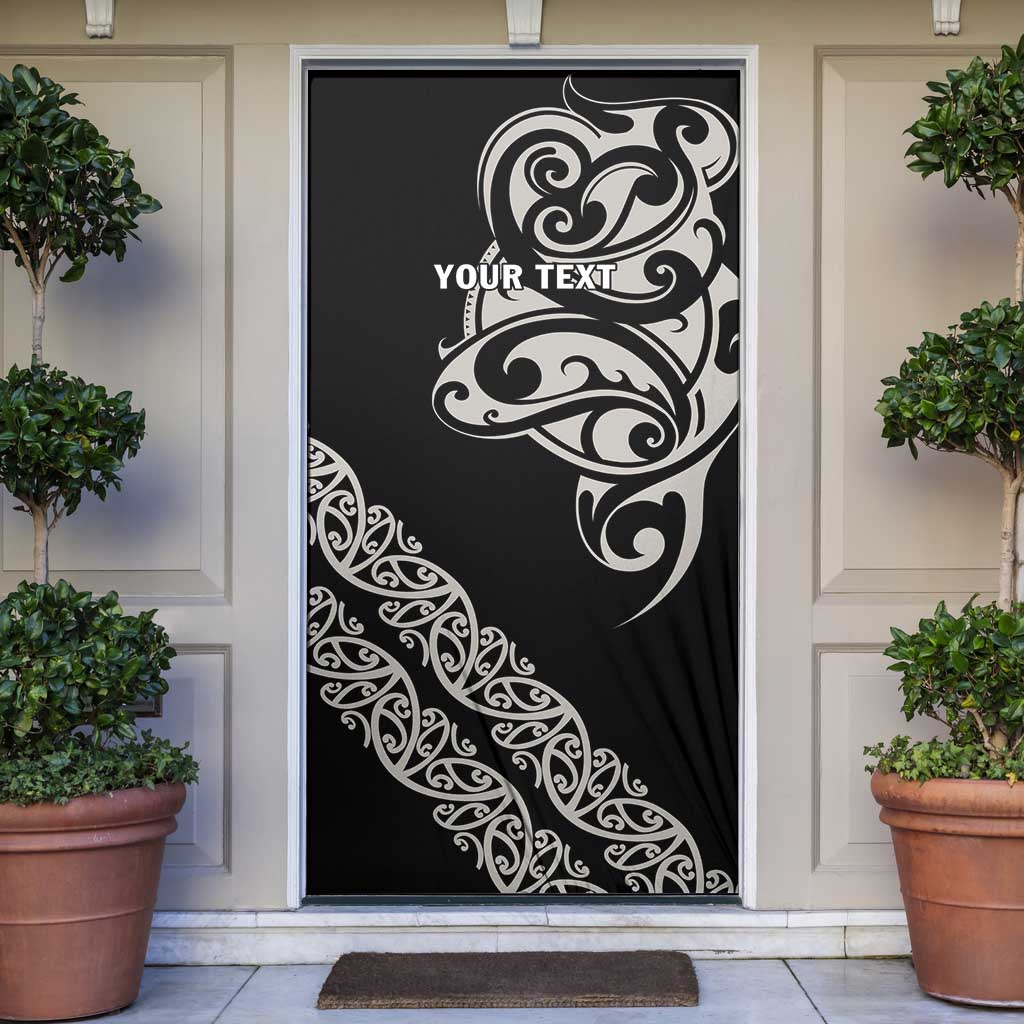 All Black Maori Tribal Tattoo Personalised Door Cover Stone Gray Polynesian Style - Polynesian Pride