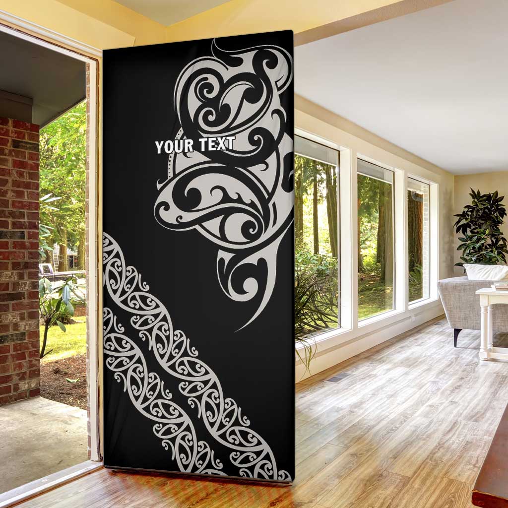 All Black Maori Tribal Tattoo Personalised Door Cover Stone Gray Polynesian Style - Polynesian Pride
