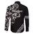 All Black Maori Tribal Tattoo Personalised Family Matching Long Sleeve Bodycon Dress and Hawaiian Shirt Stone Gray Polynesian Style - Polynesian Pride