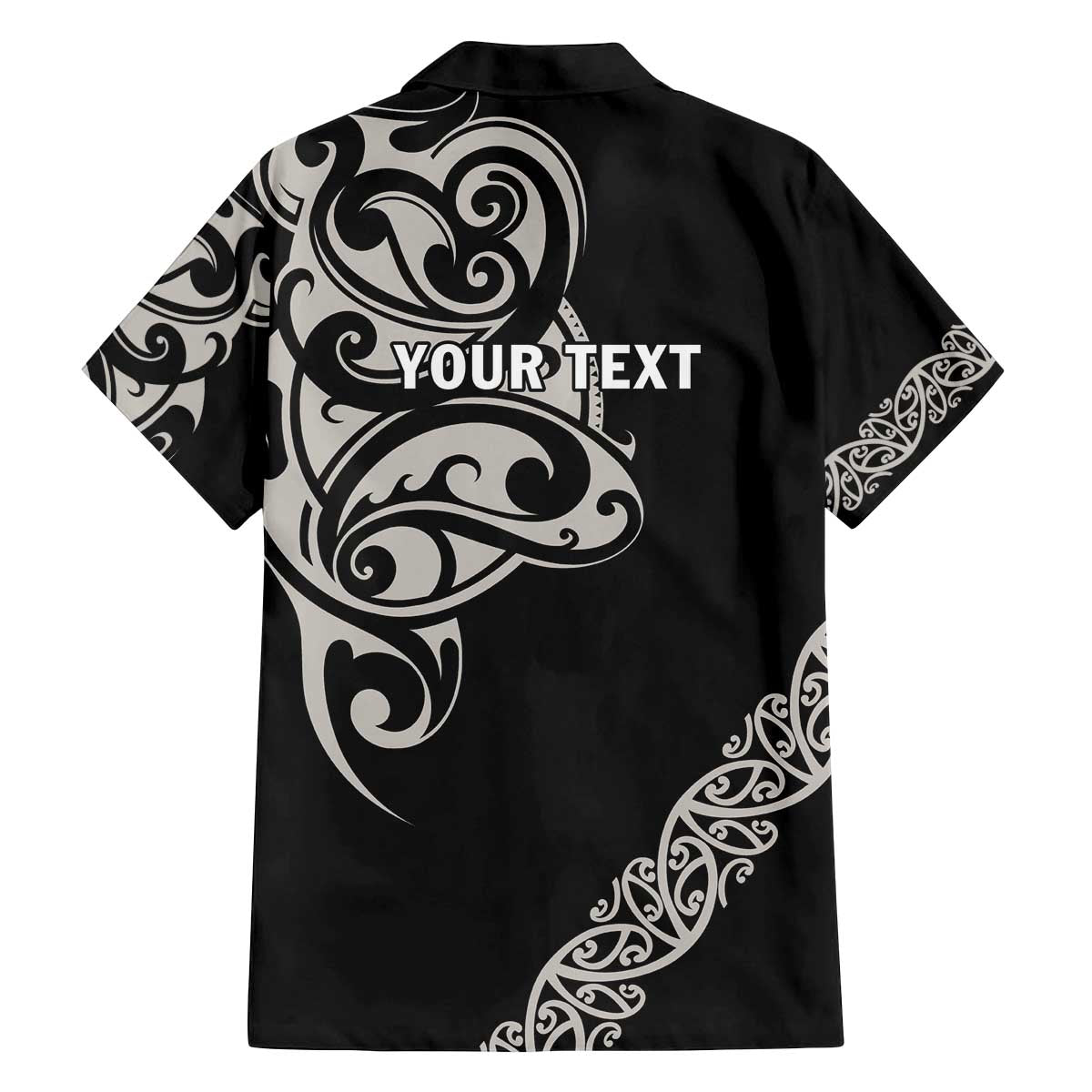 All Black Maori Tribal Tattoo Personalised Family Matching Off The Shoulder Long Sleeve Dress and Hawaiian Shirt Stone Gray Polynesian Style - Polynesian Pride