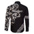All Black Maori Tribal Tattoo Personalised Family Matching Off The Shoulder Long Sleeve Dress and Hawaiian Shirt Stone Gray Polynesian Style - Polynesian Pride