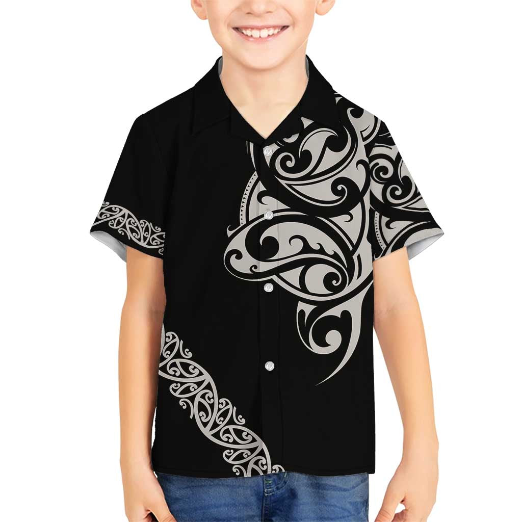 All Black Maori Tribal Tattoo Personalised Family Matching Summer Maxi Dress and Hawaiian Shirt Stone Gray Polynesian Style - Polynesian Pride