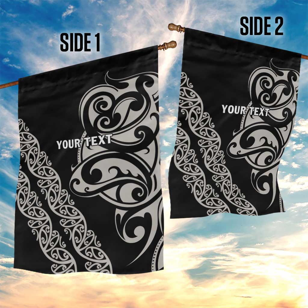 All Black Maori Tribal Tattoo Personalised Garden Flag Stone Gray Polynesian Style - Polynesian Pride