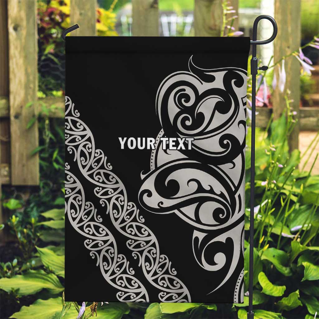All Black Maori Tribal Tattoo Personalised Garden Flag Stone Gray Polynesian Style - Polynesian Pride