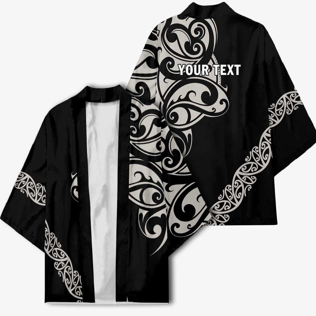 All Black Maori Tribal Tattoo Personalised Kimono Stone Gray Polynesian Style - Polynesian Pride