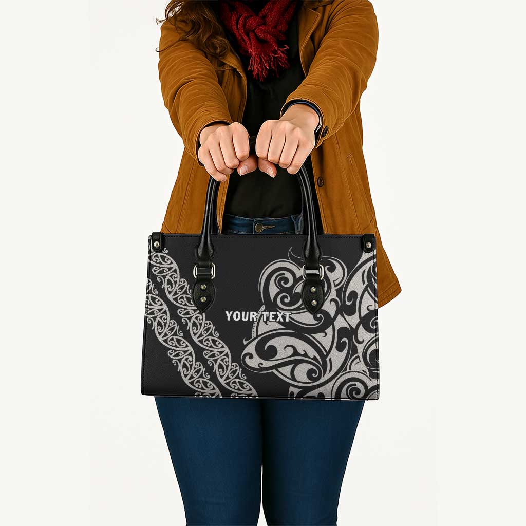 All Black Maori Tribal Tattoo Personalised Leather Bag Stone Gray Polynesian Style - Polynesian Pride