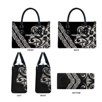 All Black Maori Tribal Tattoo Personalised Leather Bag Stone Gray Polynesian Style - Polynesian Pride