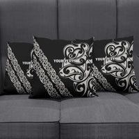 All Black Maori Tribal Tattoo Personalised Pillow Cover Stone Gray Polynesian Style - Polynesian Pride