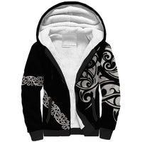 All Black Maori Tribal Tattoo Personalised Sherpa Hoodie Stone Gray Polynesian Style - Polynesian Pride