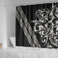 All Black Maori Tribal Tattoo Personalised Shower Curtain Stone Gray Polynesian Style - Polynesian Pride