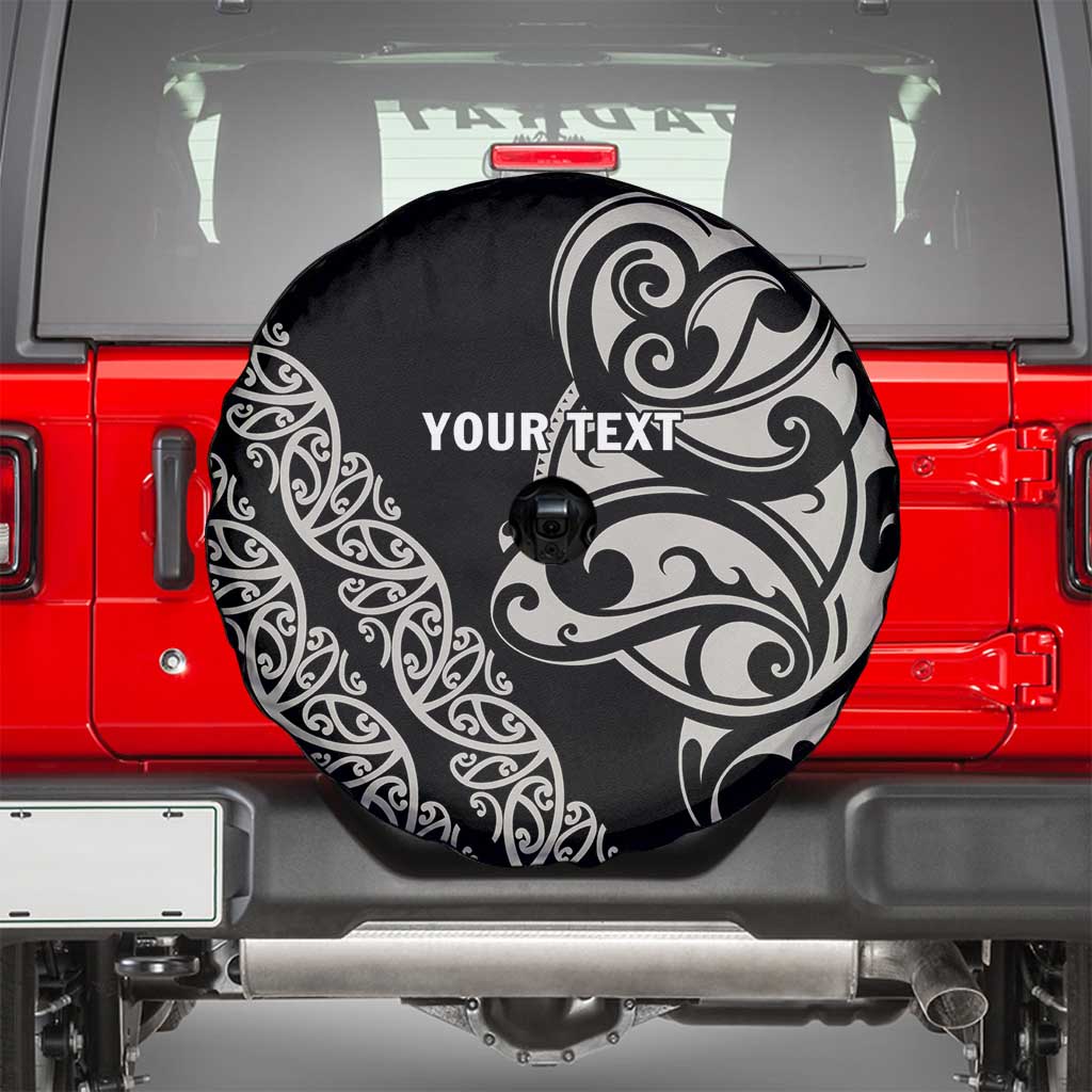 All Black Maori Tribal Tattoo Personalised Spare Tire Cover Stone Gray Polynesian Style - Polynesian Pride