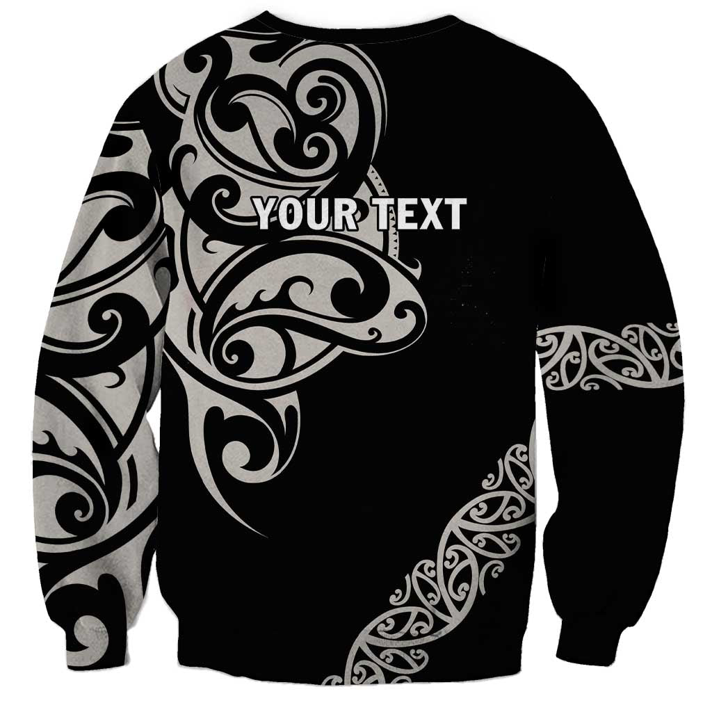 All Black Maori Tribal Tattoo Personalised Sweatshirt Stone Gray Polynesian Style - Polynesian Pride
