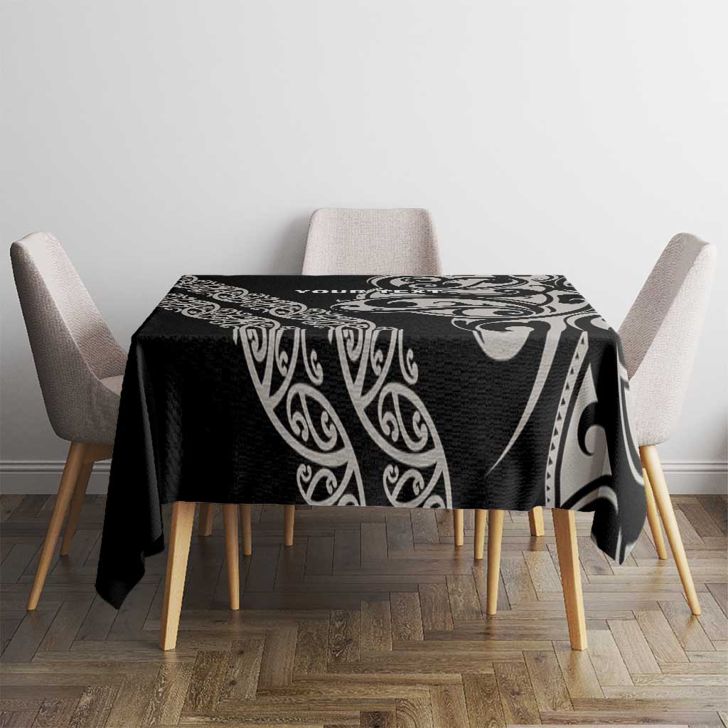 All Black Maori Tribal Tattoo Personalised Tablecloth Stone Gray Polynesian Style - Polynesian Pride