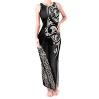 All Black Maori Tribal Tattoo Personalised Tank Maxi Dress Stone Gray Polynesian Style - Polynesian Pride