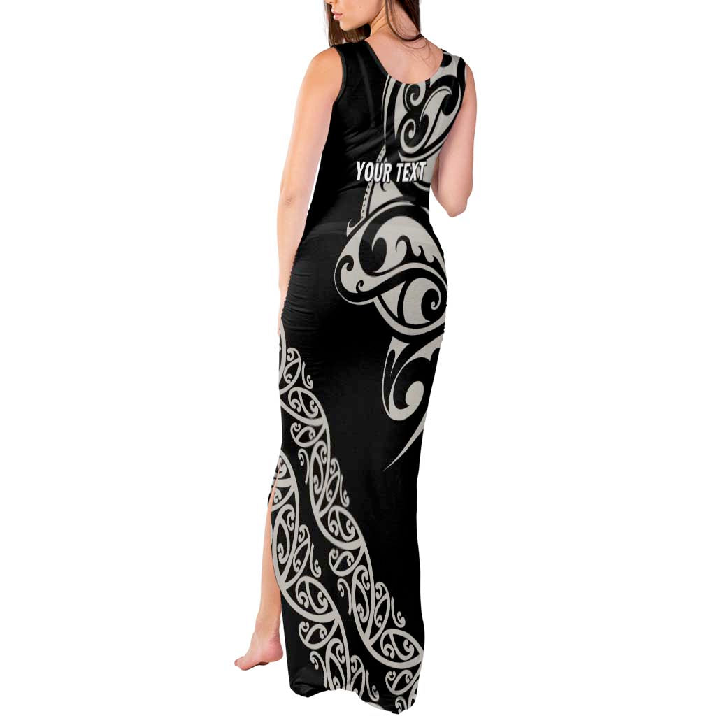 All Black Maori Tribal Tattoo Personalised Tank Maxi Dress Stone Gray Polynesian Style - Polynesian Pride