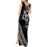 All Black Maori Tribal Tattoo Personalised Tank Maxi Dress Stone Gray Polynesian Style - Polynesian Pride