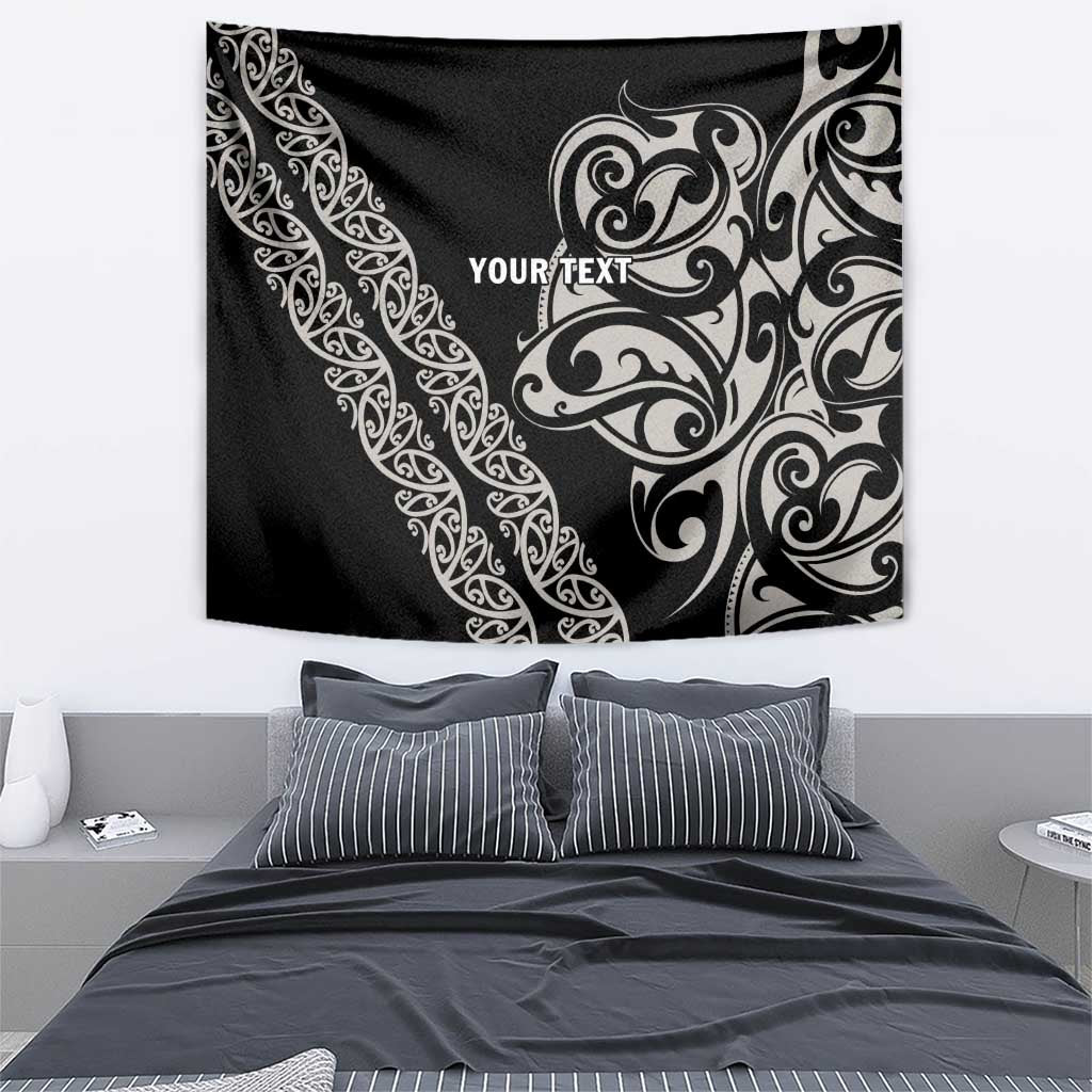 All Black Maori Tribal Tattoo Personalised Tapestry Stone Gray Polynesian Style - Polynesian Pride