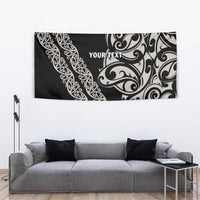 All Black Maori Tribal Tattoo Personalised Tapestry Stone Gray Polynesian Style - Polynesian Pride