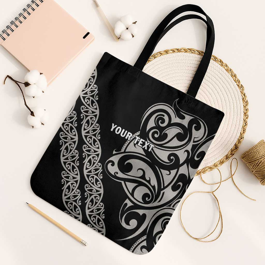 All Black Maori Tribal Tattoo Personalised Tote Bag Stone Gray Polynesian Style - Polynesian Pride