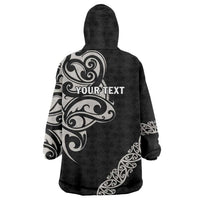 All Black Maori Tribal Tattoo Personalised Wearable Blanket Hoodie Stone Gray Polynesian Style - Polynesian Pride
