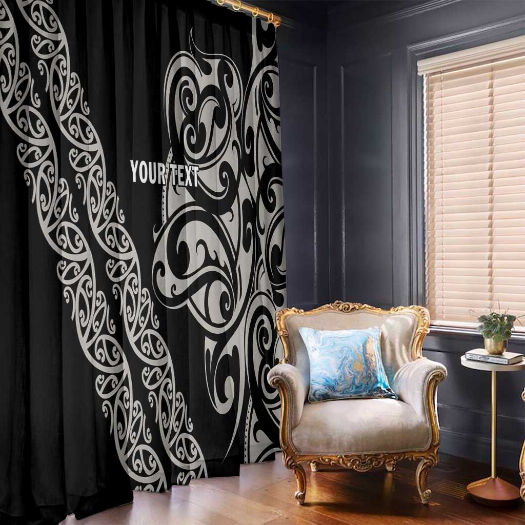 All Black Maori Tribal Tattoo Personalised Window Curtain Stone Gray Polynesian Style - Polynesian Pride