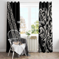 All Black Maori Tribal Tattoo Personalised Window Curtain Stone Gray Polynesian Style - Polynesian Pride