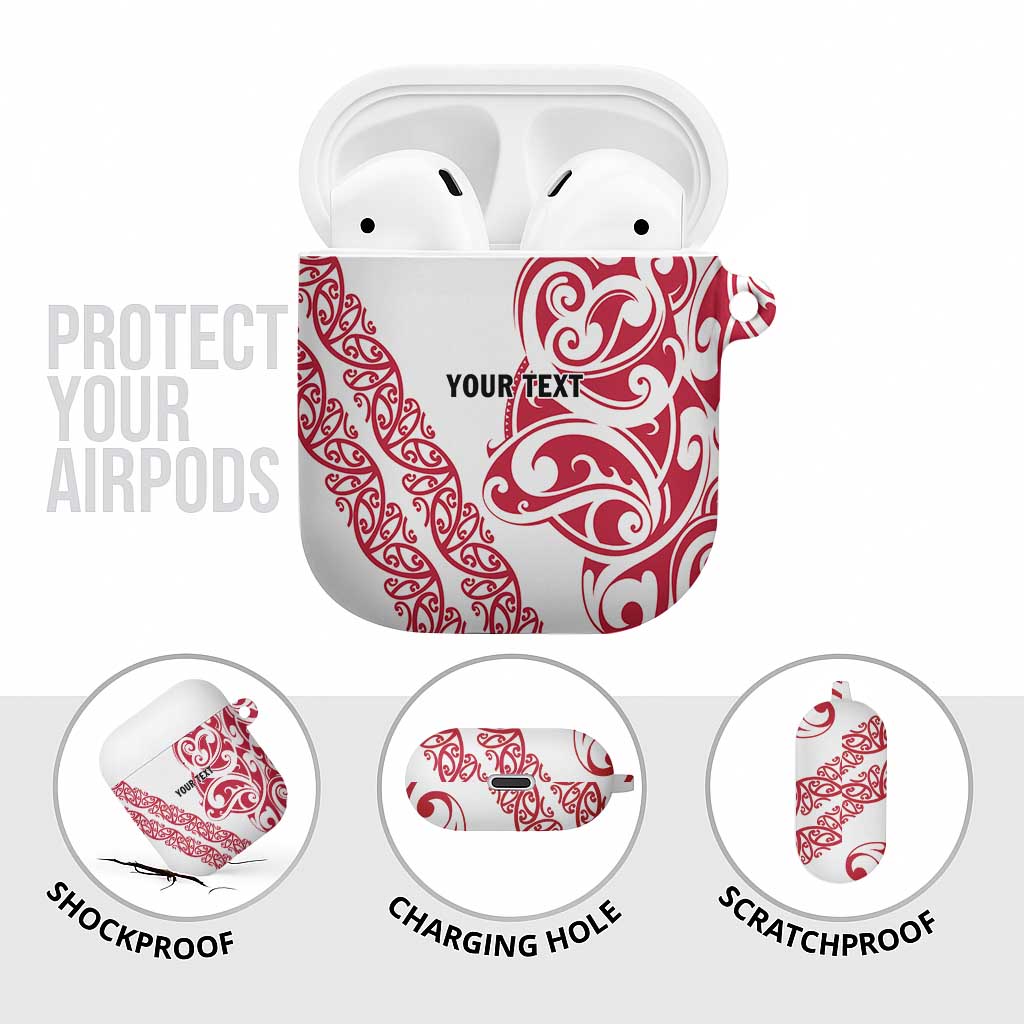 All White Maori Tribal Tattoo Personalised AirPods Case Classic Red Polynesian Style - Polynesian Pride