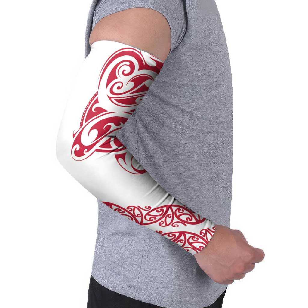 All White Maori Tribal Tattoo Personalised Arm Sleeves Classic Red Polynesian Style - Polynesian Pride