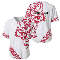 All White Maori Tribal Tattoo Personalised Baseball Jersey Classic Red Polynesian Style - Polynesian Pride