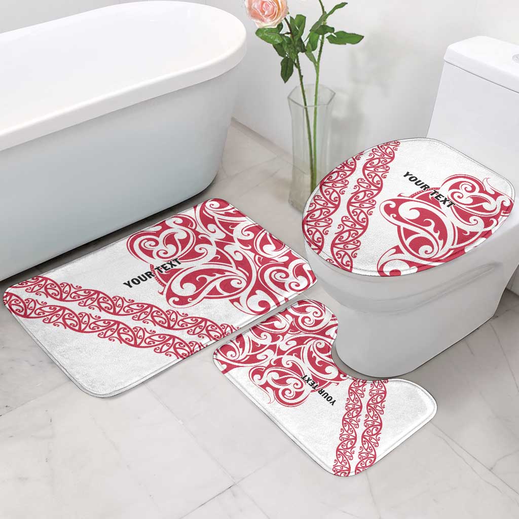 All White Maori Tribal Tattoo Personalised Bathroom Set Classic Red Polynesian Style - Polynesian Pride