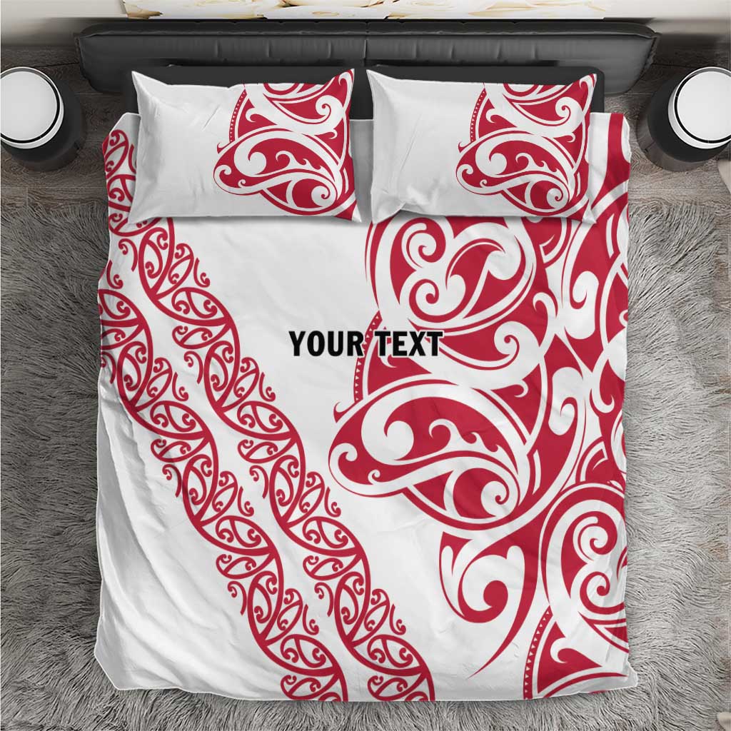 All White Maori Tribal Tattoo Personalised Bedding Set Classic Red Polynesian Style - Polynesian Pride