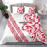 All White Maori Tribal Tattoo Personalised Bedding Set Classic Red Polynesian Style - Polynesian Pride