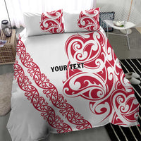 All White Maori Tribal Tattoo Personalised Bedding Set Classic Red Polynesian Style - Polynesian Pride