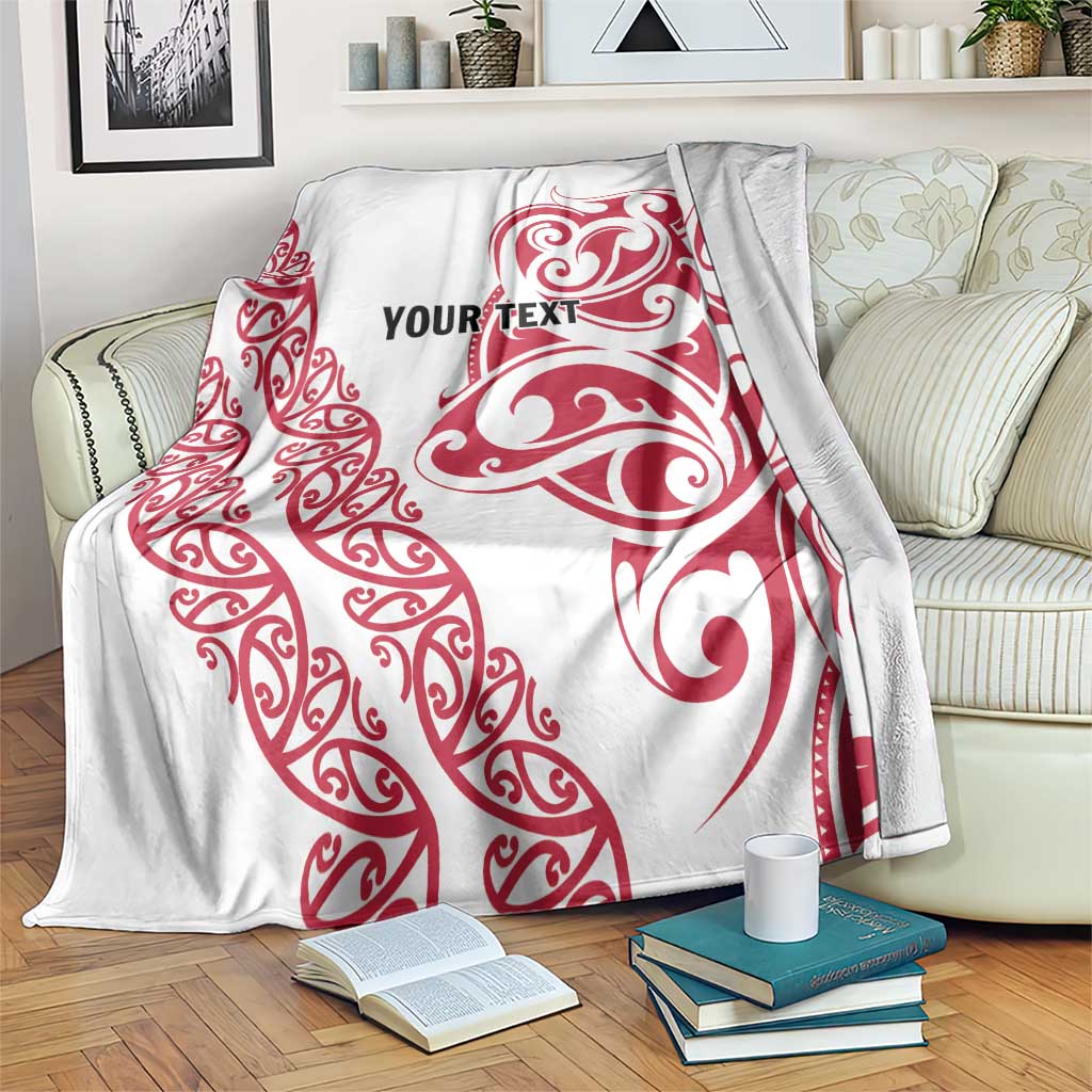 All White Maori Tribal Tattoo Personalised Blanket Classic Red Polynesian Style - Polynesian Pride