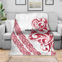 All White Maori Tribal Tattoo Personalised Blanket Classic Red Polynesian Style - Polynesian Pride