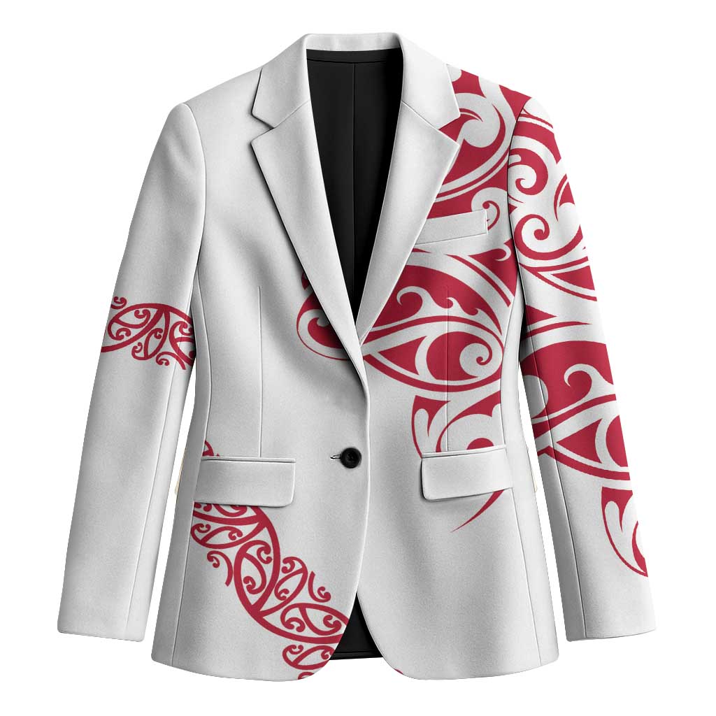 All White Maori Tribal Tattoo Personalised Blazer Classic Red Polynesian Style - Polynesian Pride