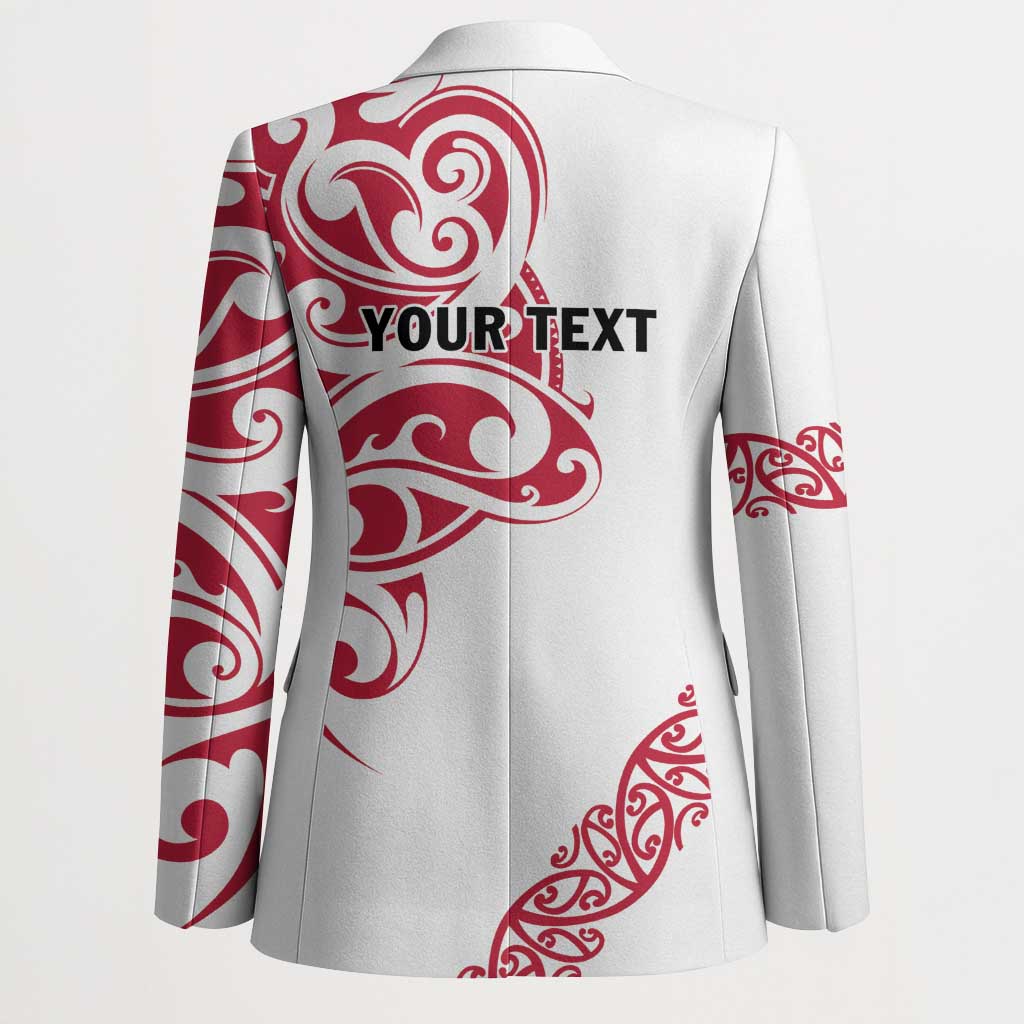 All White Maori Tribal Tattoo Personalised Blazer Classic Red Polynesian Style - Polynesian Pride