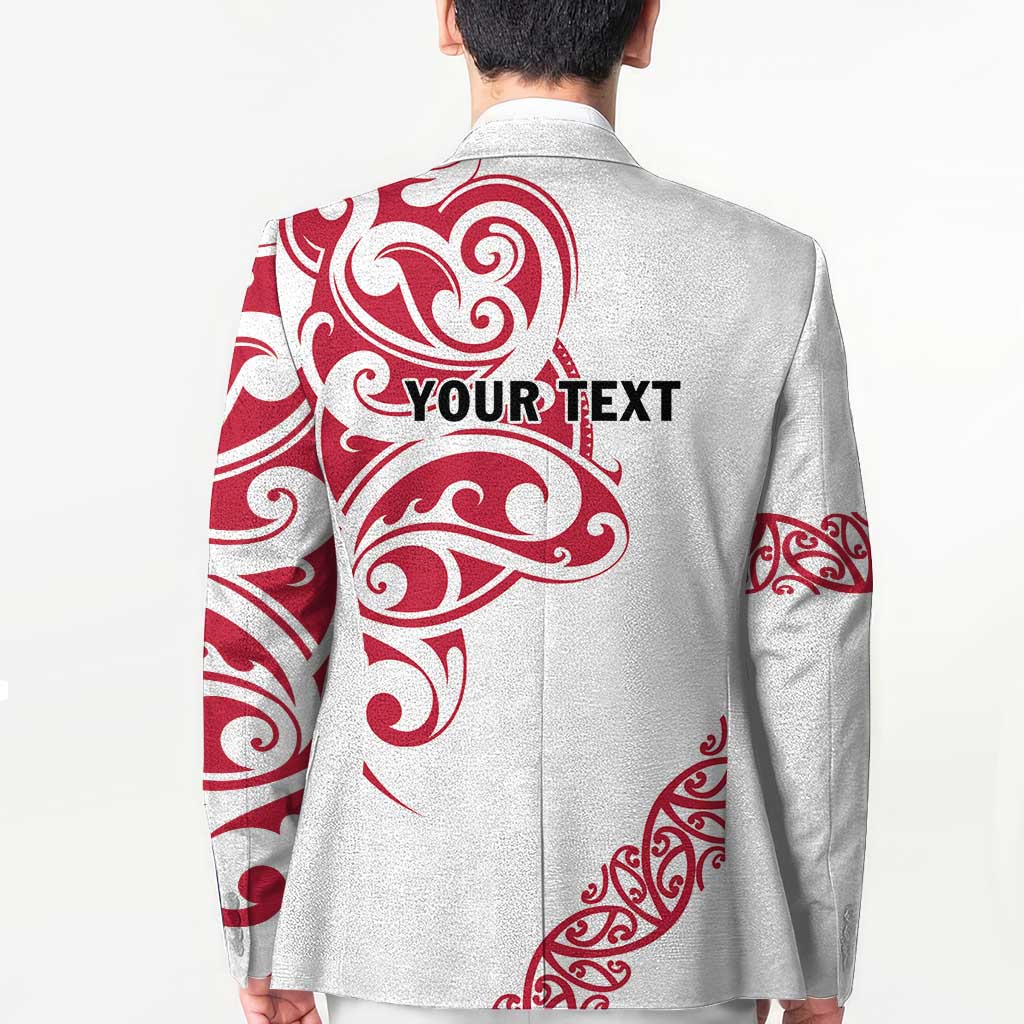 All White Maori Tribal Tattoo Personalised Blazer Classic Red Polynesian Style - Polynesian Pride