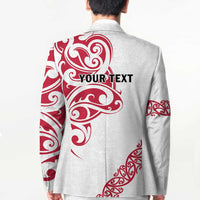 All White Maori Tribal Tattoo Personalised Blazer Classic Red Polynesian Style - Polynesian Pride
