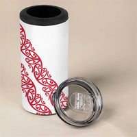 All White Maori Tribal Tattoo Personalised 4 in 1 Can Cooler Tumbler Classic Red Polynesian Style - Polynesian Pride