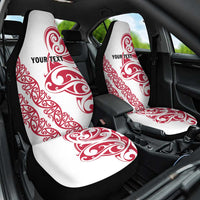 All White Maori Tribal Tattoo Personalised Car Seat Cover Classic Red Polynesian Style - Polynesian Pride