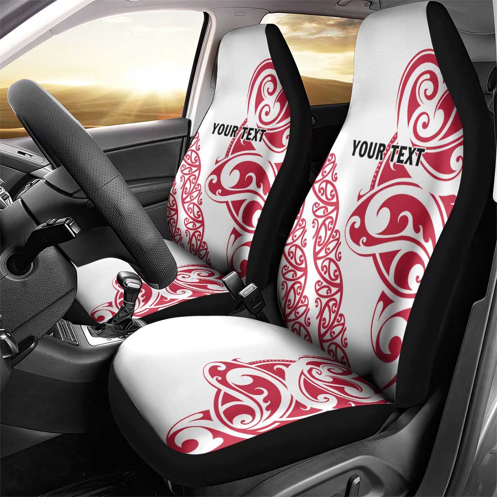 All White Maori Tribal Tattoo Personalised Car Seat Cover Classic Red Polynesian Style - Polynesian Pride