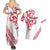 All White Maori Tribal Tattoo Personalised Couples Matching Summer Maxi Dress and Hawaiian Shirt Classic Red Polynesian Style - Polynesian Pride