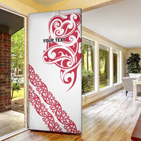 All White Maori Tribal Tattoo Personalised Door Cover Classic Red Polynesian Style - Polynesian Pride
