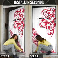 All White Maori Tribal Tattoo Personalised Door Cover Classic Red Polynesian Style - Polynesian Pride