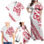 All White Maori Tribal Tattoo Personalised Family Matching Off Shoulder Maxi Dress and Hawaiian Shirt Classic Red Polynesian Style - Polynesian Pride