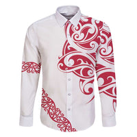 All White Maori Tribal Tattoo Personalised Family Matching Off Shoulder Short Dress and Hawaiian Shirt Classic Red Polynesian Style - Polynesian Pride