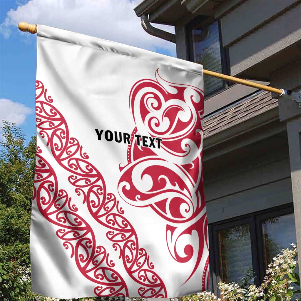 All White Maori Tribal Tattoo Personalised Garden Flag Classic Red Polynesian Style - Polynesian Pride